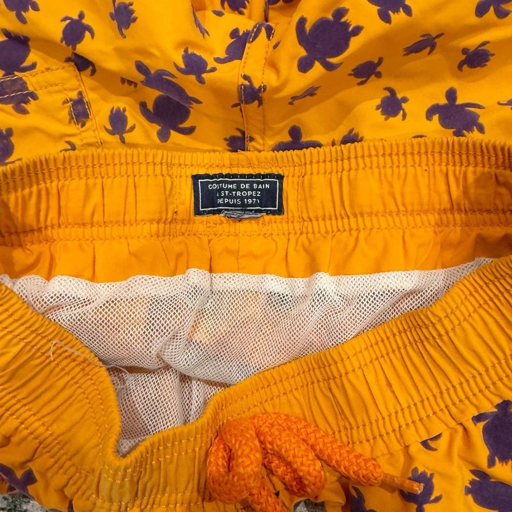 Vilebrequin‎ Boys Swim Trunks Size 10 Turtle Print Board Shorts Lined Pockets